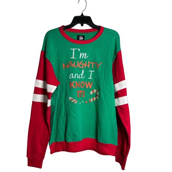 OMG So UGLY Bioworld New "I'm Naughty And I Know It" Christmas Sweatshirt Size M - Picture 1 of 5